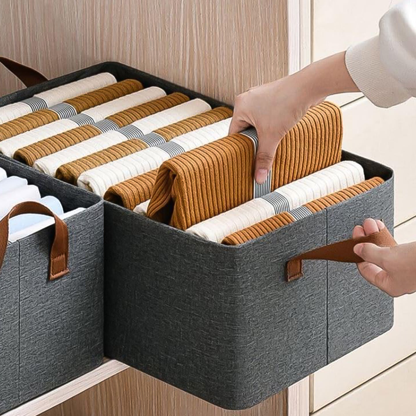 Cloth Storage Baskets Closet Storage Bins Canvas Fabric Storage Basket For Shelves Basket Organizers For Shelf Storage Bins For Clothes (4827 Cm)