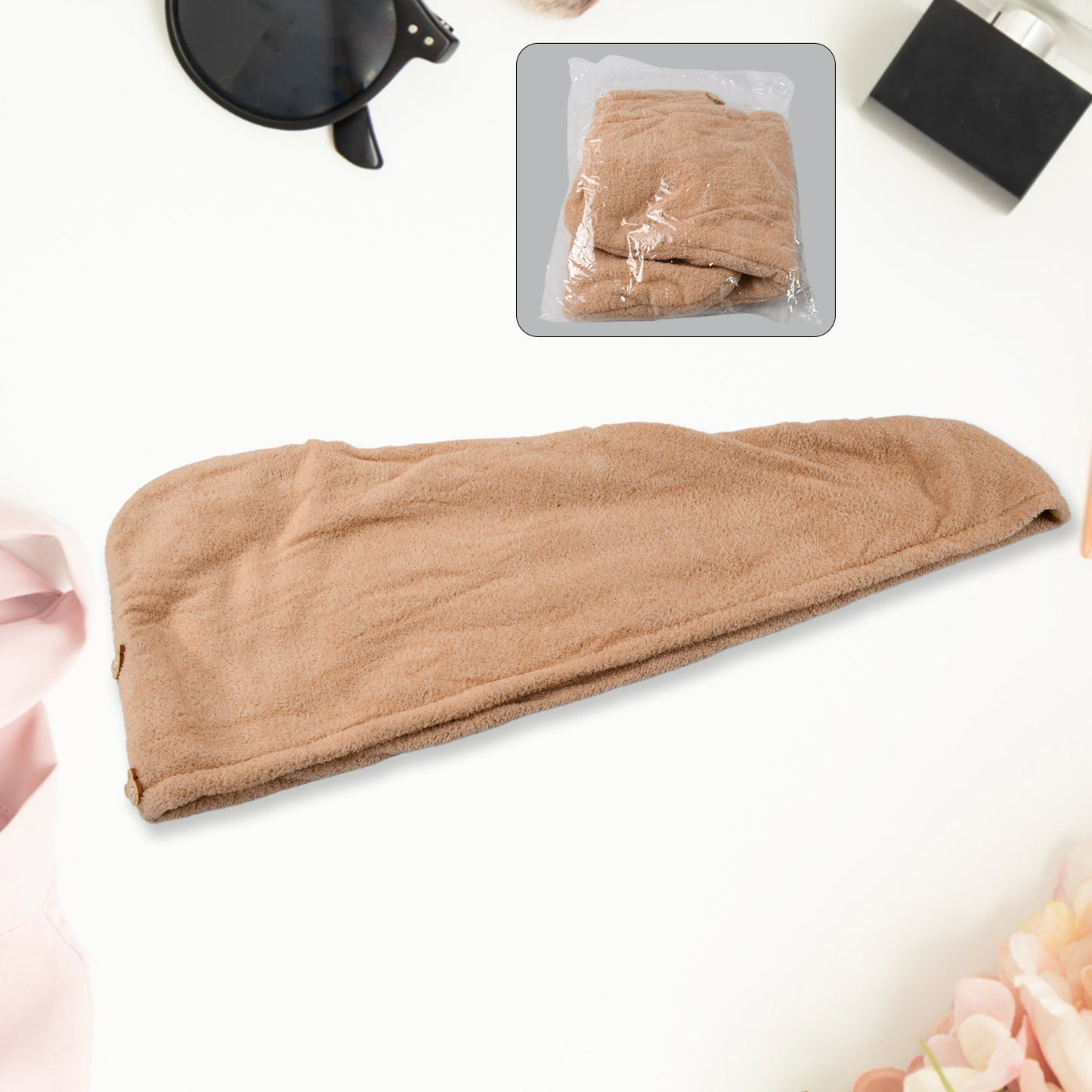 12600 Microfiber Hair Wrap Towel Cap Quick Turban Hair-drying Absorbent Microfiber Towel Dry Shower Caps (1 Pc)