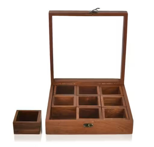 Timbercraft Wooden spice box 9 jars