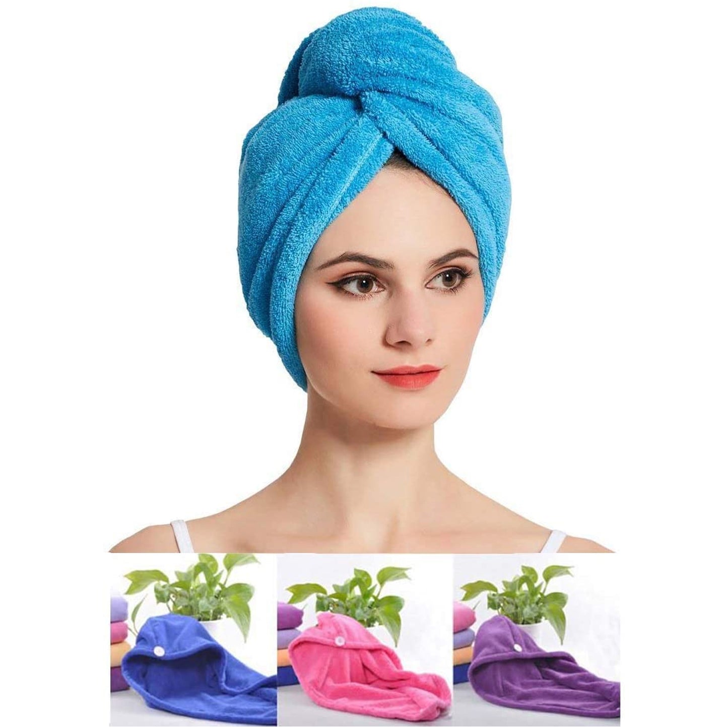12600 Microfiber Hair Wrap Towel Cap Quick Turban Hair-drying Absorbent Microfiber Towel Dry Shower Caps (1 Pc)