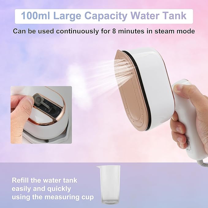 Travel Steamer Iron for Clothes, 1000W Handheld Portable Steamer, 10s Fast Heating Up 180° Rotary Small Size