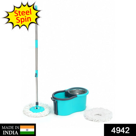 4942 Quick Spin Mop With Steel Spin Bucket Floor Cleaning Easy Wheels Big Bucket Floor Cleaning Mop With Bucket