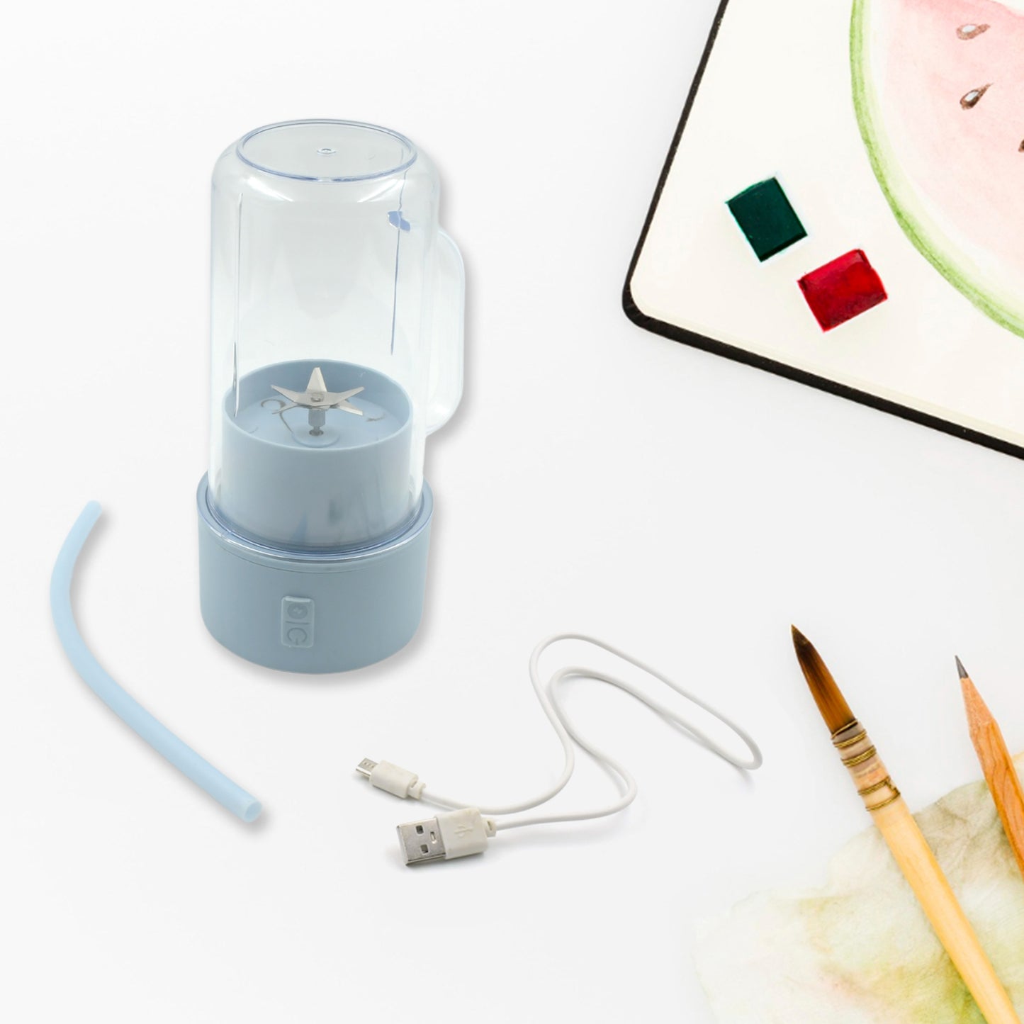 5841 2 In1 Portable Crusher Juicer With Handle Straw For Smoothie Sipper Usb Rechargeable (340 Ml) 6 Stainless Steel Blades Compact Juicer Mixer Juicer Portable Fresh Juice Blender Portable Electric Juicer ( 340 Ml )