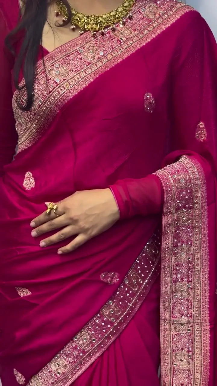 Magenta Silk Saree