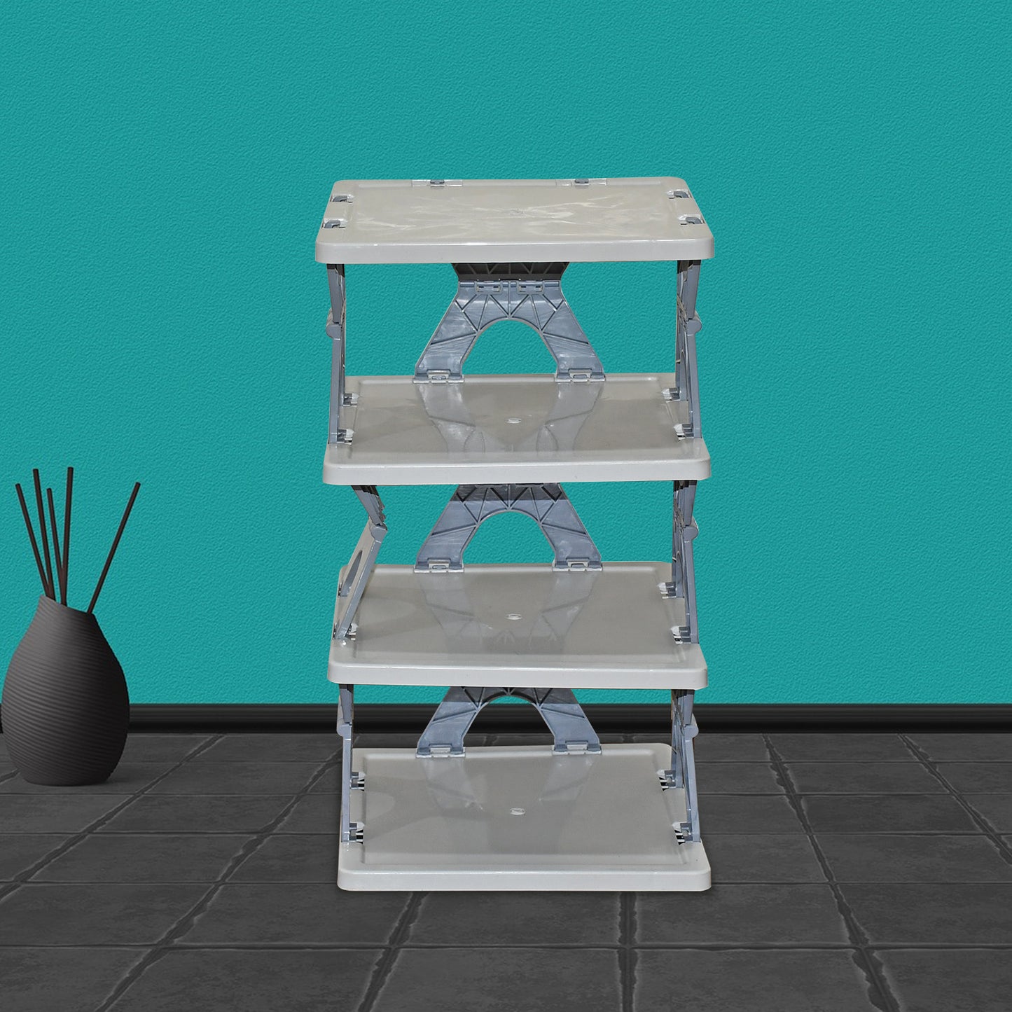 Smart Shoe Rack Shoes Stand Multifunctional Entryway Foldable Collapsible Door Shoe Rack Free Standing Heavy Duty Plastic Shoe Shelf Storage Organizer Narrow Footwear Home (1 Pc 4 Layer 6 Layer 8 Layer)