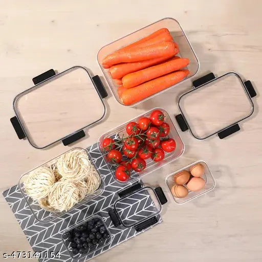 300ML, 900ML, 1600ML Leak Proof Air Tight Plastic Container Set For Kitchen Storage - Set of 3