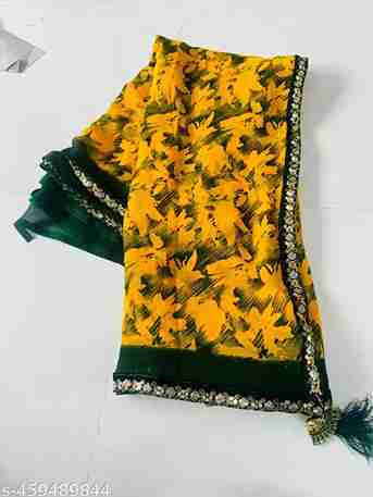 Pure georgette yellow saree