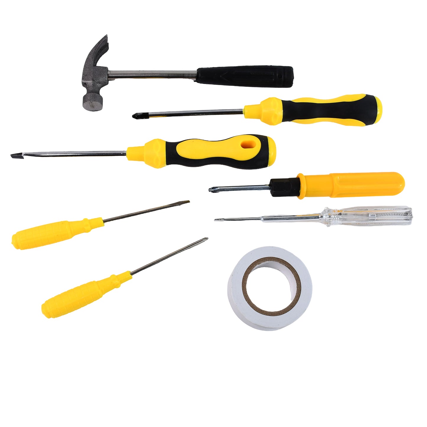 8 In 1 Hand Tool Kit Steel And Plastic Hammer Screwdriver Tape