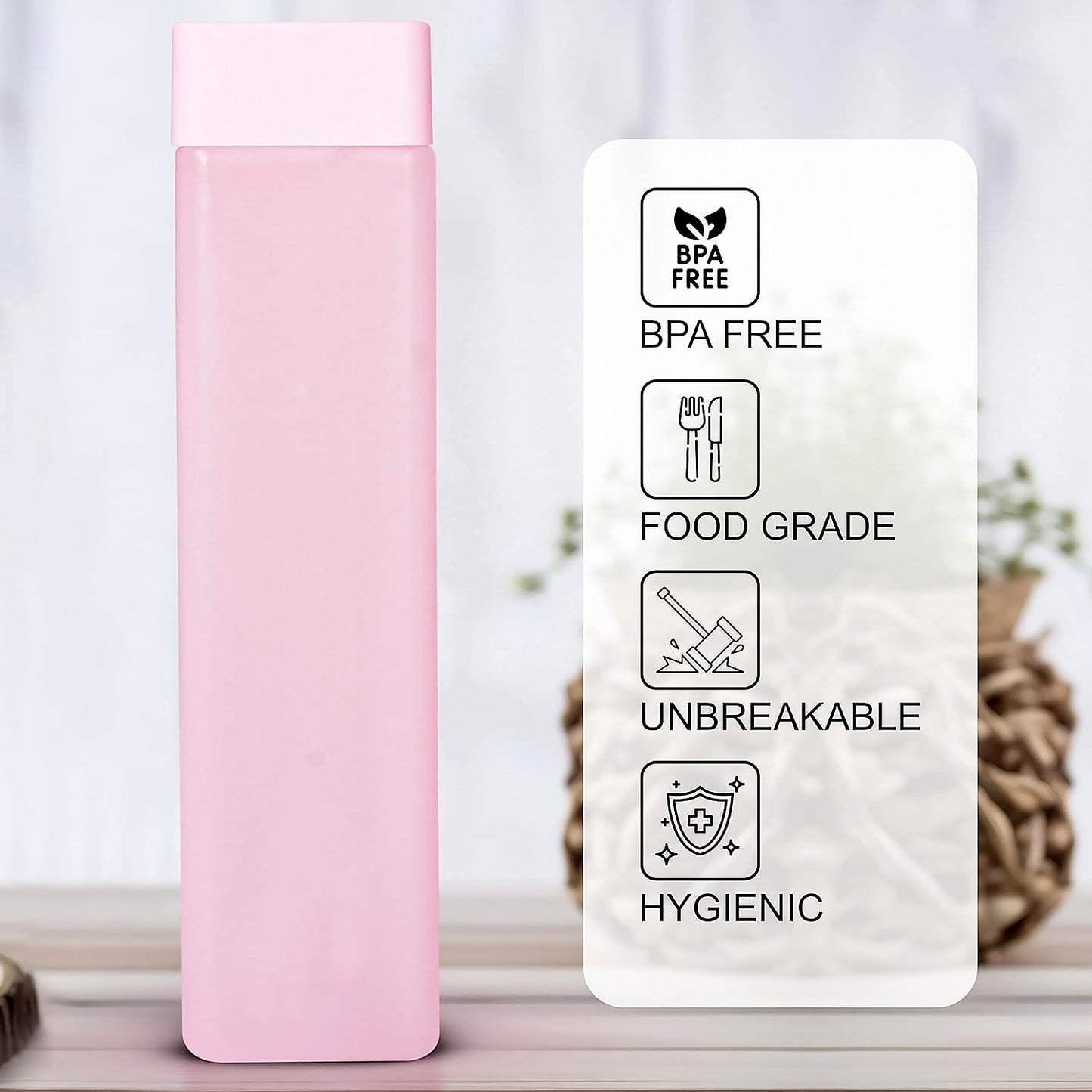 12981 Large Capacity Plastic Water Bottle Office Bottle Gym Bottle Home Kitchen Leakproof And Bpa Free Drinks Bottle Square Water Drink Juice Bottle Wide-mouth Bpa Free Leak-free Lightweight (1 Pc Mix Color 1000 Ml Approx)