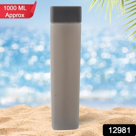 12981 Large Capacity Plastic Water Bottle Office Bottle Gym Bottle Home Kitchen Leakproof And Bpa Free Drinks Bottle Square Water Drink Juice Bottle Wide-mouth Bpa Free Leak-free Lightweight (1 Pc Mix Color 1000 Ml Approx)