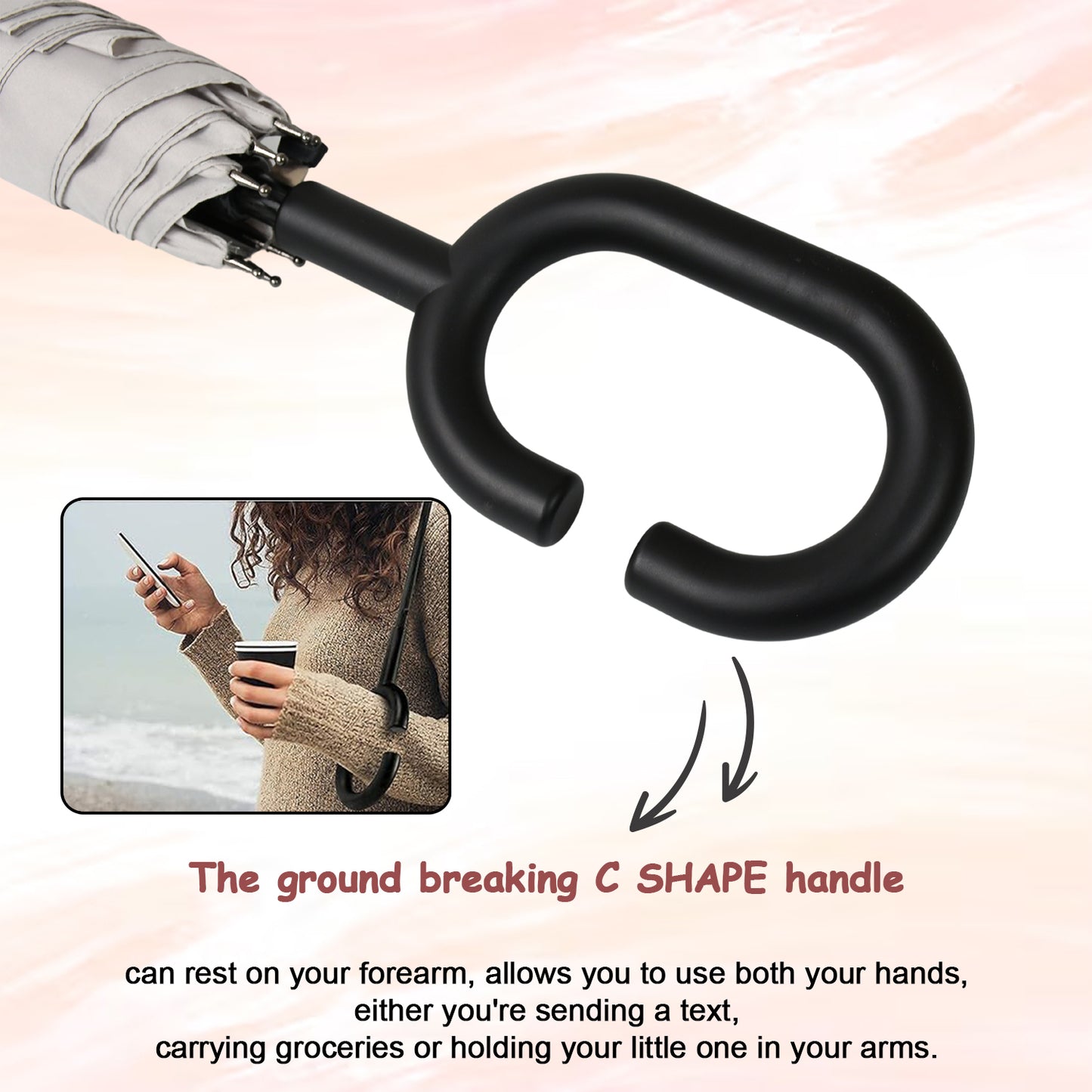 8551umbrella Summer Sun And Rain Protectionfoldable Cute Umbrella  C-shaped Handle  Uv Protection Rain Sun Umbrella  Travel Accessories  Umbrella For Children Girls And Boys (1 Pc  Mix Color)