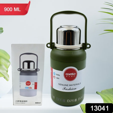 13041 Stainless Steel Vacuum Insulated Water Bottle Cup Leak Proof Flask For Tea Coffee Reusable Water Bottle With Hanging Strap Bottle For Hot Cold Drinks Wide Mouth Water Flask (900 Ml Mix Color)
