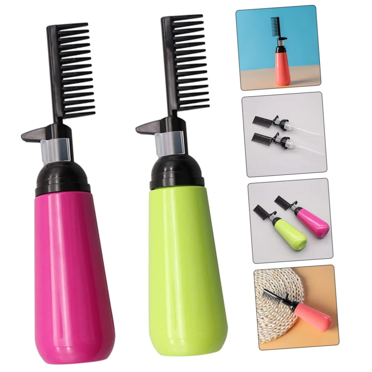 PET Plastic Styling Hair Oil Bottle With Comb Applicator Cap