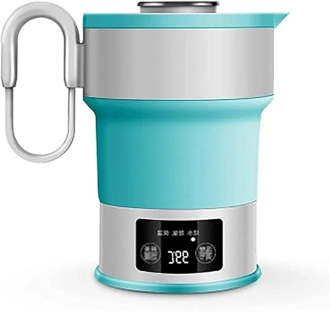 Kettles, 0.6L Portable Kettle for Travel, Collapsible Travel Kettle Bpa-Free, Mini Kettles, Foldable - 100~240V, Touch Screen Temperature Control, Led Display,