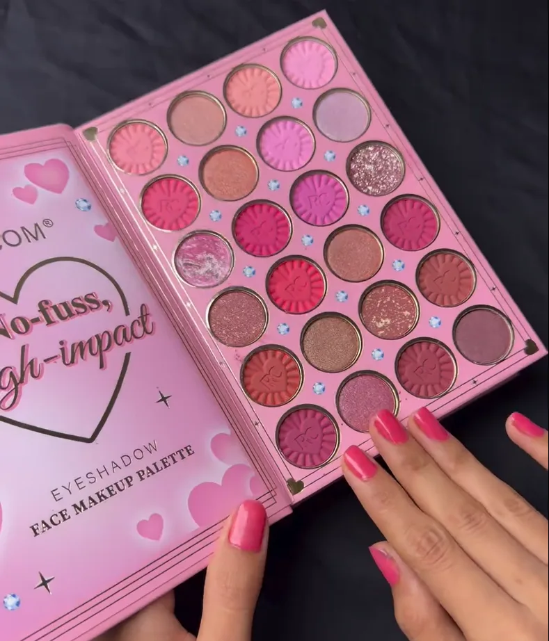 All-in-One Pink Makeup Book Palette – Eyeshadow, Blush & Lip Color Set