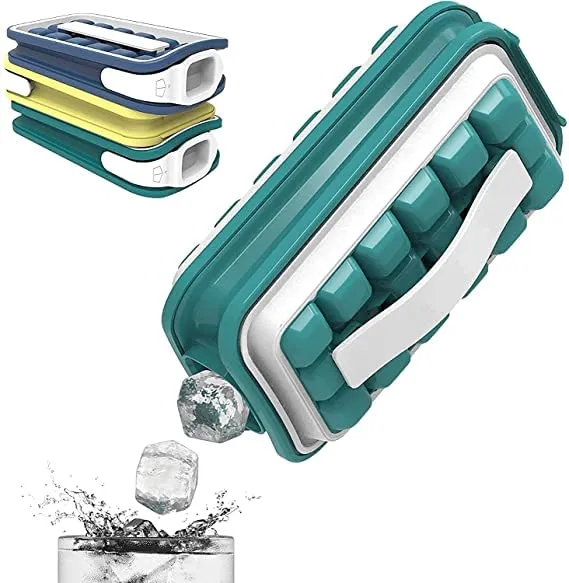 Folding Tray 36 Cells Curling Ice Tray Molds Bar Maker Bag, Silicone Ice Cube Trays with Lids, Iced Drink Water Bottle Quick-Freezing Artifact Ice Kettle Kitchen Tools