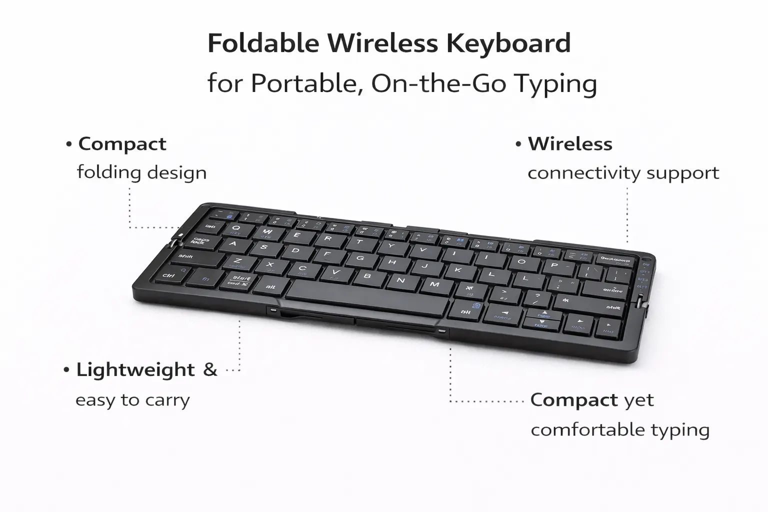 Foldable Wireless Keyboard with Portable Compact Design)