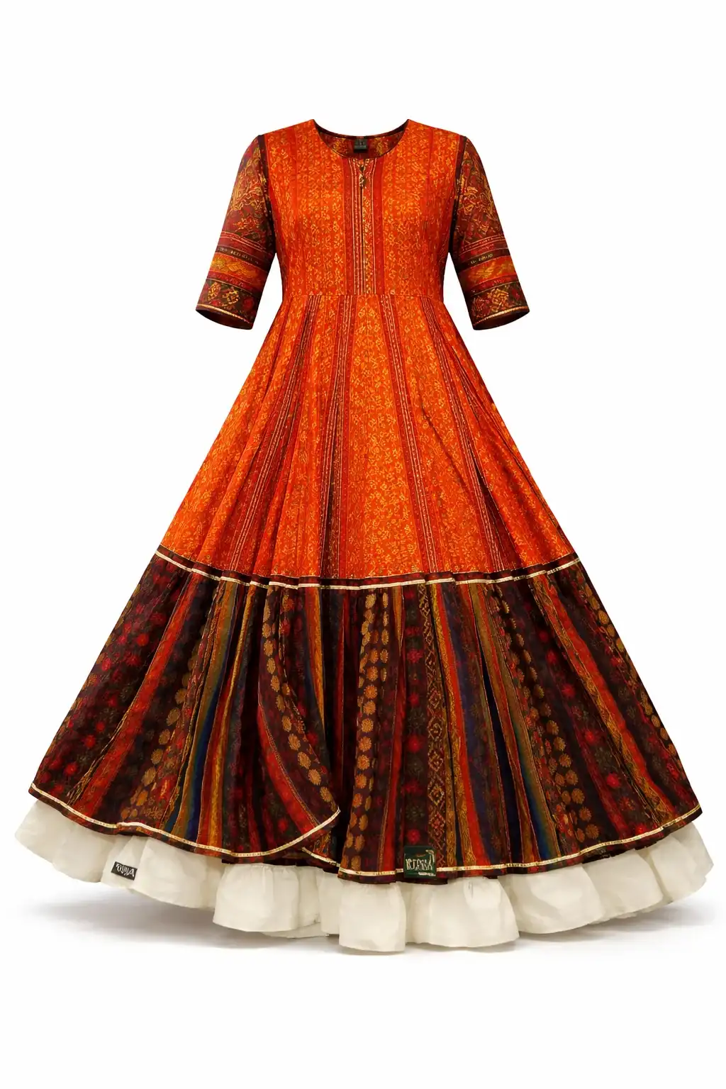 Women Orange Printed Anarkali Gown