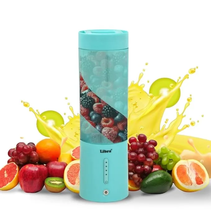 Portable Blender, USB Rechargeable Blender Juicer with 6 Blades, 450ml Capacity, 4000mAh Battery, 200W Motor, Waterproof Portable Juicer for Travel, Gym & Office