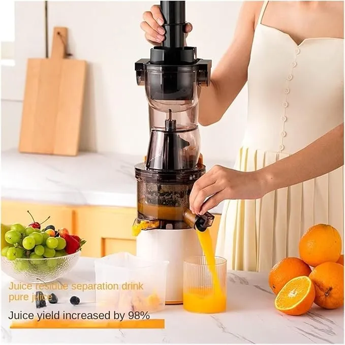 Slow Masticating Juicer, 80mm Wide Chute, Juice Jug, Pulp Container, BPA-Free, Easy-to-Clean, Whole Fruit & Vegetable Cold Press Juicer, High Nutrient Extraction, Quiet Motor, Reverse Function