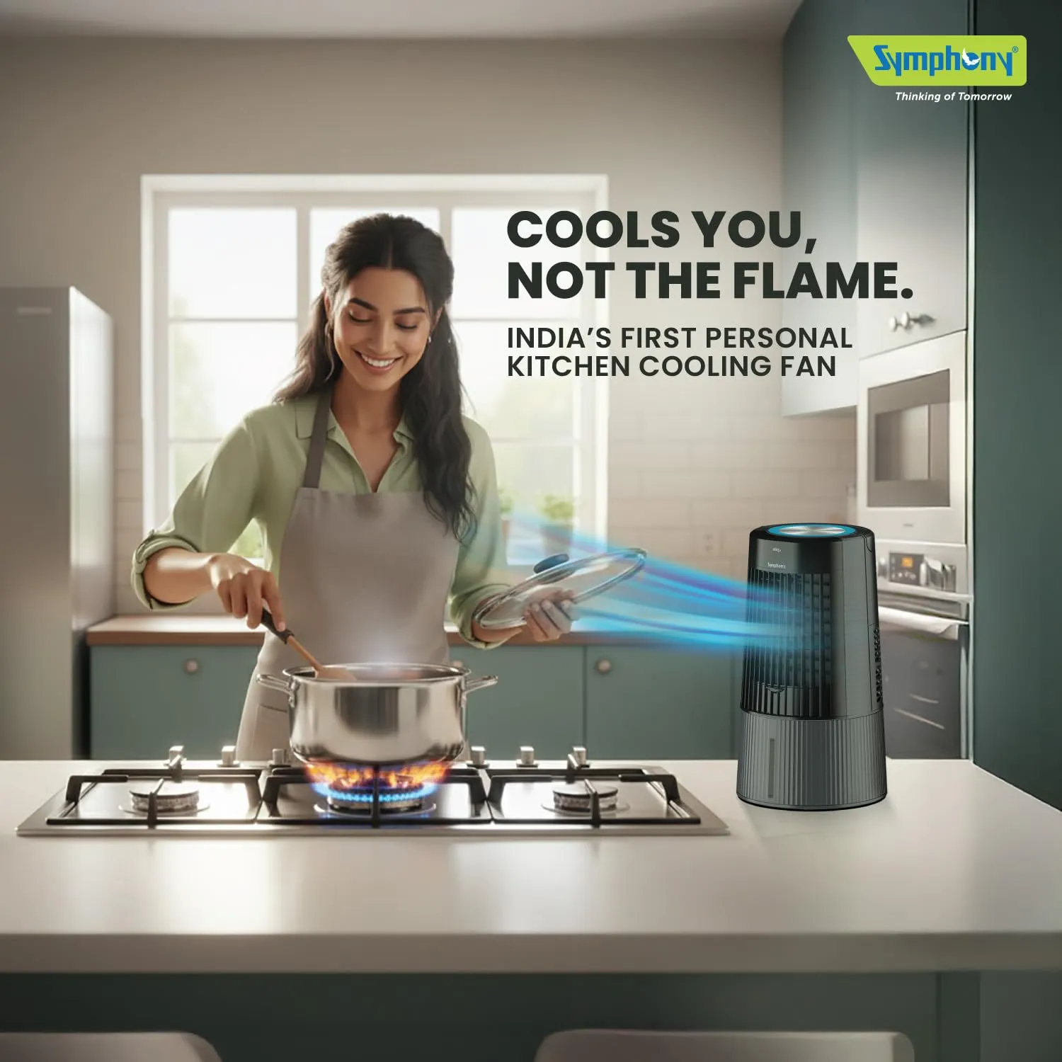 Duet-i Personal Kitchen Cooling Fan For Home and Office Tabletop with Honeycomb Pad | Kitchen Fans for Home Cooking | Mini Portable Fan | Low Power Consumption