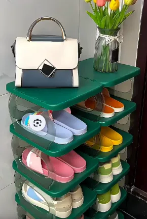 Multi-Purpose Stackable Shoe Rack Adjustable Slots