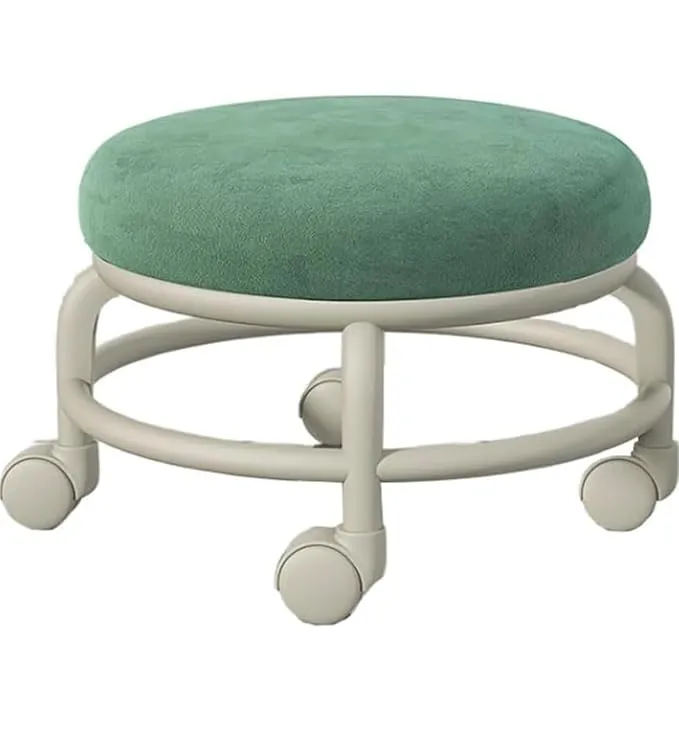 Low Roller Seat Pulley Low Stool Wheel Small Stool with Wheels Pulley Stool Multifunctional Round Stool Soft Seat Stool Sofa Stool Wheel Stool Chair