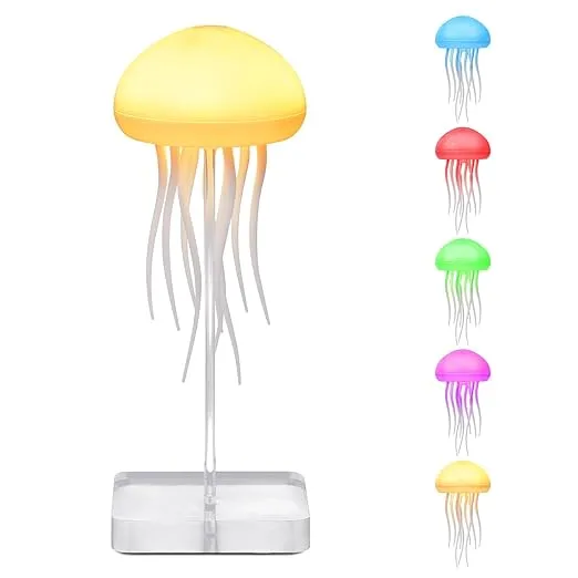 Jellyfish Lamp, Voice Control Jellyfish Lamp with Dancing Legs, RGB Gradient Jellyfish Bedside Lamp, Rechargeable Jellyfish Table Lamp with Touch Sensor
