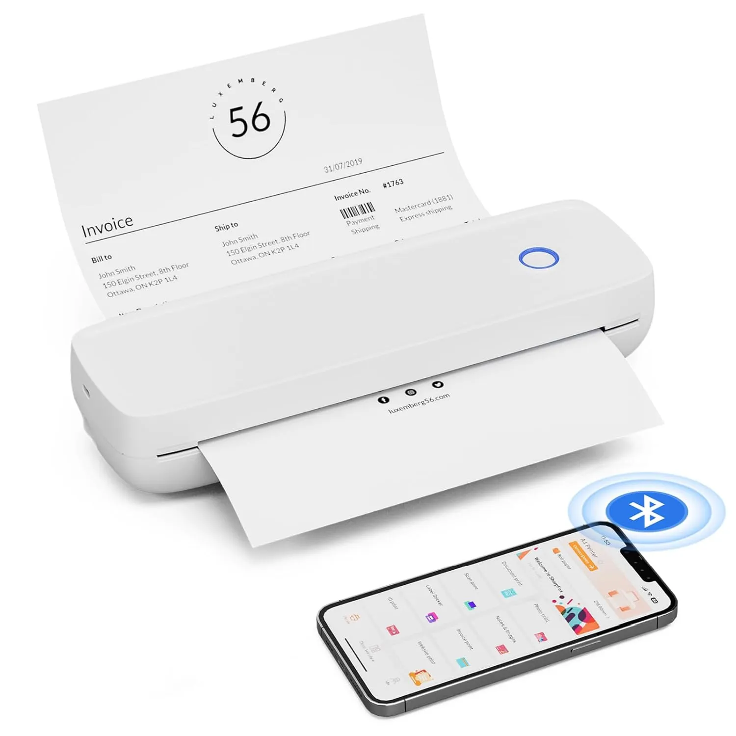 Portable Small Printer Wireless for Travel, Inkless Mobile Printer for College School Home Office, Support 8.5"x11" US Letter & A4 Thermal Paper, Compatible with iOS Android & Laptop