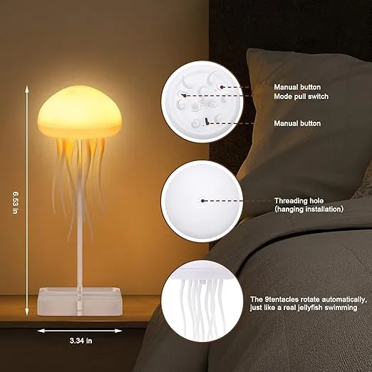 Jellyfish Lamp, Voice Control Jellyfish Lamp with Dancing Legs, RGB Gradient Jellyfish Bedside Lamp, Rechargeable Jellyfish Table Lamp with Touch Sensor