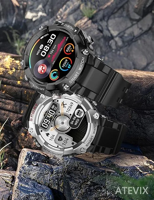Smart Watch with Earbuds, 1.52" HD Screen Smartwatch for Men, Rugged Military Bluetooth Call Fitness Tracker,3 in 1 Bluetooth Watch with Local Music,Sleep Monitor,Heart Rate