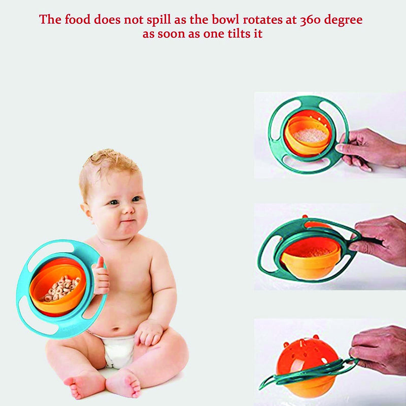 0617 Portable Non Spill Feeding Toddler Gyro Bowl 360 Degree Rotating Dish