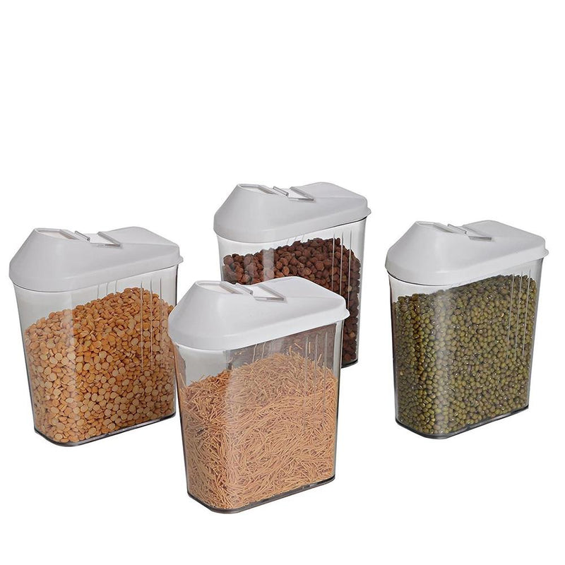 096 Plastic Easy Flow Storage Jar With Lid (750ml Set Of 6)