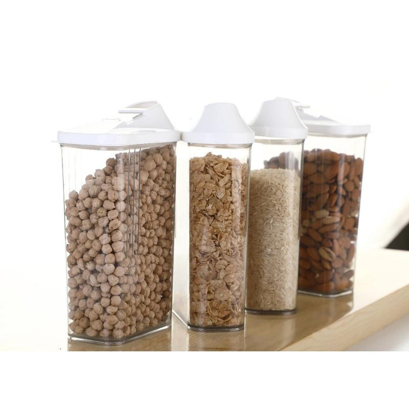 096 Plastic Easy Flow Storage Jar With Lid (750ml Set Of 6)