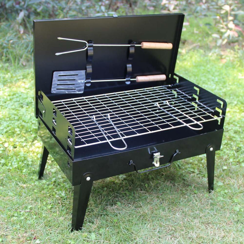 125 Stainless Steel Briefcase Style Barbecue Grill Toaster (Medium Black)