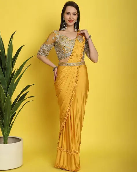 Women Saree with Embellished Belt