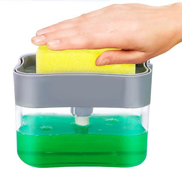 1485 Liquid Soap Dispenser On Countertop With Sponge Holder For Pet