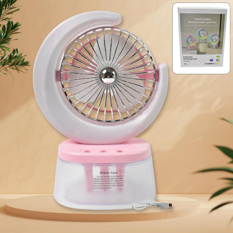 Desktop Fan - Camping Fan With Led Light Portable Humidifying Fan (1 Pc  Plug  Play Fan)