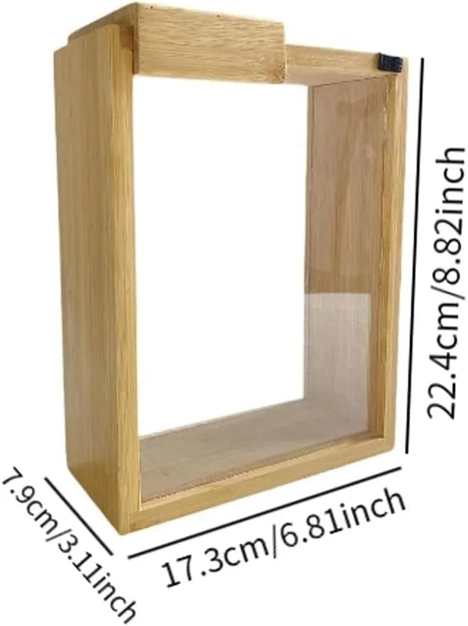 Wooden Cereal Storage Box, Clear Food Storage Box with Lid