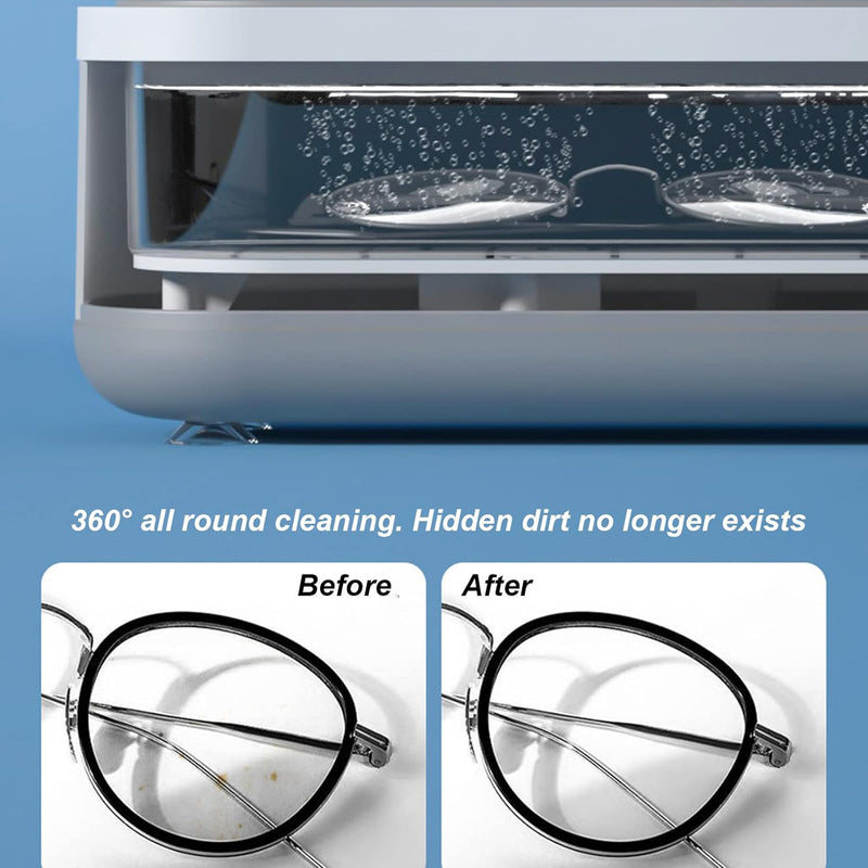 12670 Ultrasonic Jewllery Cleaner Ultrasonic Cleaning Machine Portable Jewellery Cleaning Mchine For Jewellery Ring Silver Retainer Glasses Watches Coins High Frequency Vibration Machine (Battery Not Included)