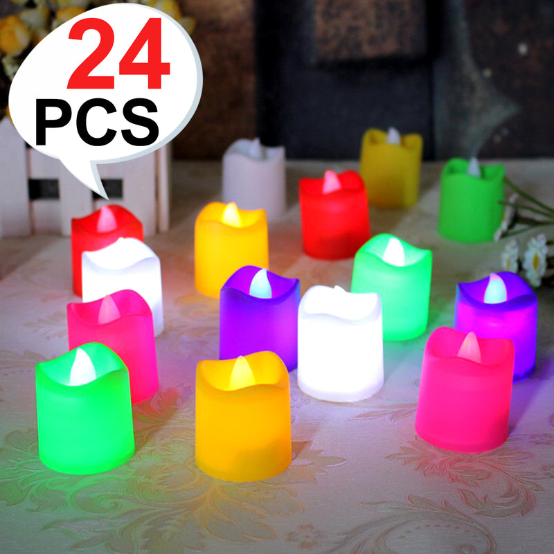 6425 24pcs Festival Decorative - Led Tealight Candles  Battery Operated Candle Ideal For Party Wedding Birthday Gifts (Multi Color)