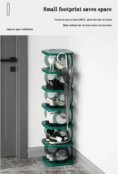 Transparent Plastic Shoe Rack - Free Standing Shoe Storage Organizer Cabinet for Closet, 10.24 W x 10.24 D x 13.98 H - Ideal for Shoes and Accessories