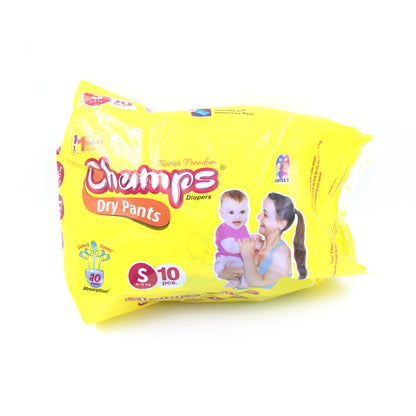 0975 Small Champs Dry Pants Style Diaper- Small (10 Pcs) Best For Travel  Absorption Champs Baby Diapers Champs Soft And Dry Baby Diaper Pants (S10 Pcs )