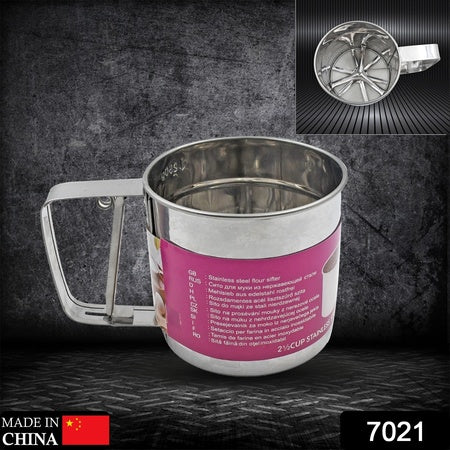 7021 Flour Sifter Stainless Steel Shaker Creation Baking Stainless Steel Shaker Sieve Cup Manual Flour Sifter With Measuring Scale Mark Flour Sifter Flour Sieve Multipurpose Handheld For Hotel For Kitchen Home