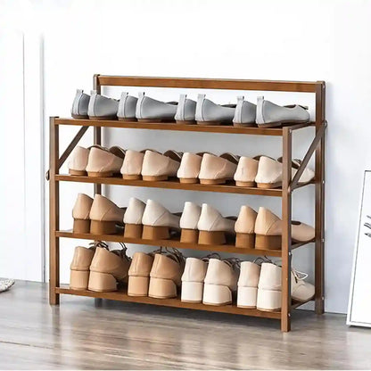 Foldable Wooden Shoe Rack – 4 Tier Bamboo Shoe Stand