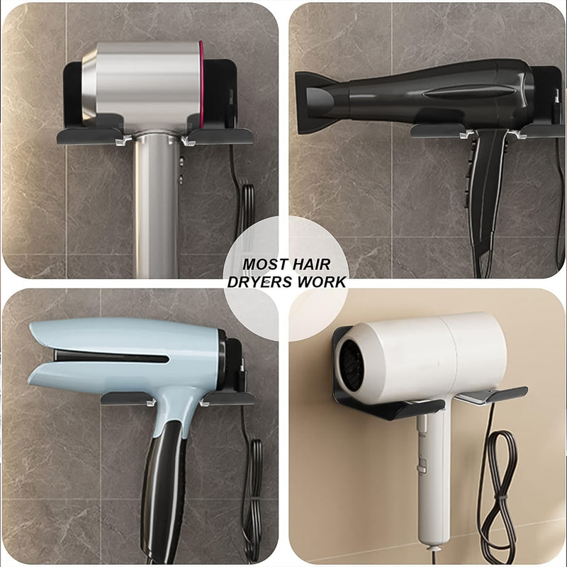 Hair Dryer Holder Wall Mounted Space Plastic Drill Blow Dryer Organizer Rack For Hair Tool Bedroom Bathroom