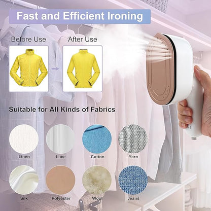 Travel Steamer Iron for Clothes, 1000W Handheld Portable Steamer, 10s Fast Heating Up 180° Rotary Small Size