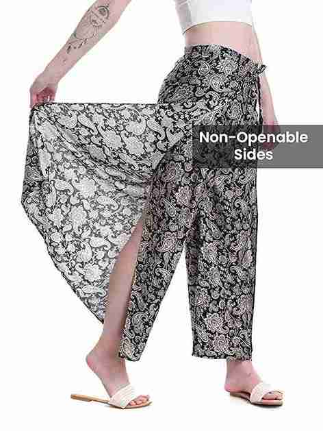 Women Printed Pure Cotton- Wrap Around Palazzo Pants