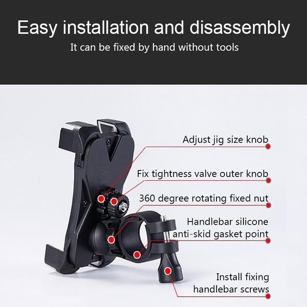 1456 Bike Phone Mount Anti Shake And Stable Cradle Clamp With 360 Rotation