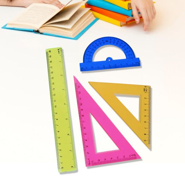 4-piece Geometry Set Triangle Ruler Protractor Straight Ruler